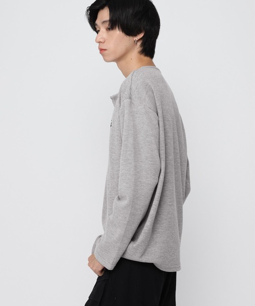 ALAND（エーランド）の「【UNISEX】ALAND／ワッフルヘンリーロングスリーブ（Tシャツ/カットソー・レディース・グレー/ネイビー/ブラック/ホワイト・LARGE/SMALL）」の12枚目の写真