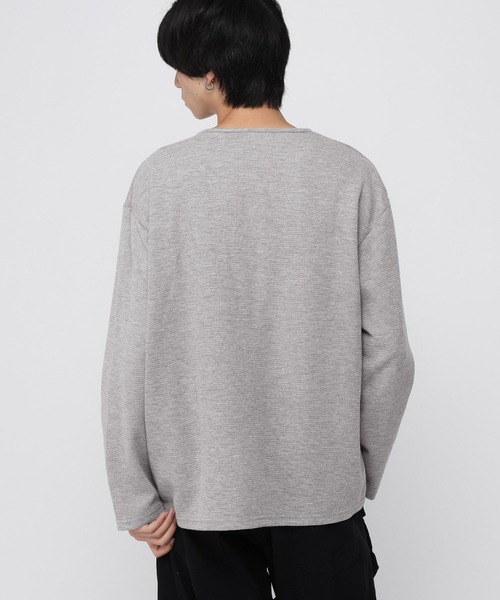 ALAND（エーランド）の「【UNISEX】ALAND／ワッフルヘンリーロングスリーブ（Tシャツ/カットソー・レディース・グレー/ネイビー/ブラック/ホワイト・LARGE/SMALL）」の13枚目の写真