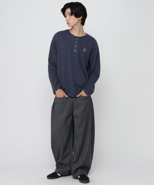 ALAND（エーランド）の「【UNISEX】ALAND／ワッフルヘンリーロングスリーブ（Tシャツ/カットソー・レディース・グレー/ネイビー/ブラック/ホワイト・LARGE/SMALL）」の20枚目の写真