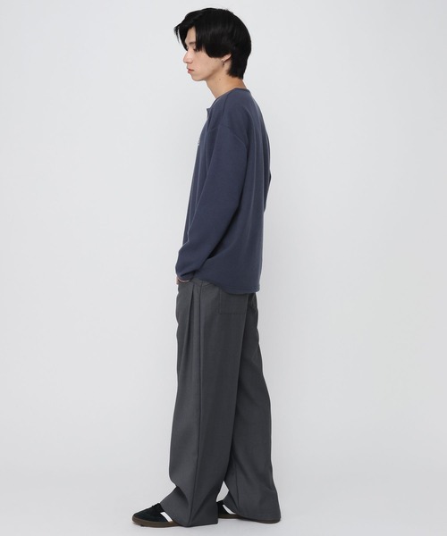 ALAND（エーランド）の「【UNISEX】ALAND／ワッフルヘンリーロングスリーブ（Tシャツ/カットソー・レディース・グレー/ネイビー/ブラック/ホワイト・LARGE/SMALL）」の21枚目の写真
