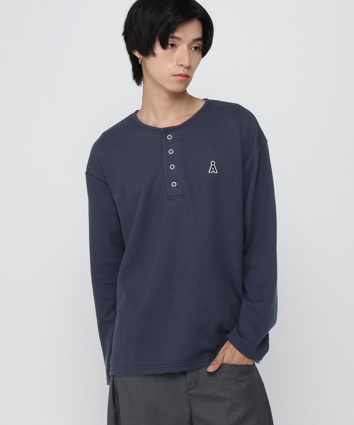 ALAND（エーランド）の「【UNISEX】ALAND／ワッフルヘンリーロングスリーブ（Tシャツ/カットソー・レディース・グレー/ネイビー/ブラック/ホワイト・LARGE/SMALL）」の22枚目の写真