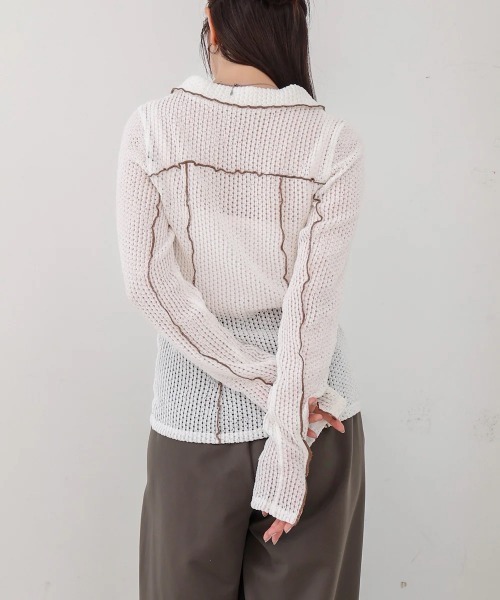 Bab(バブ)の「ウェーブメロウホックシャツトップス(Tシャツ/カットソー・レディース・ブラウン/チャコールグレー/アイボリー・FREE)」の9枚目の写真