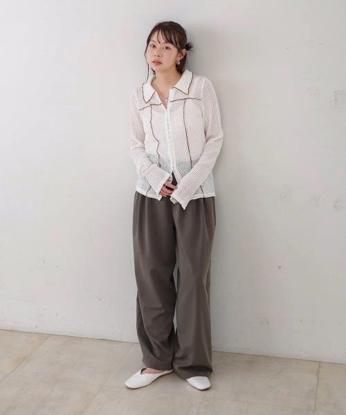 Bab(バブ)の「ウェーブメロウホックシャツトップス(Tシャツ/カットソー・レディース・ブラウン/チャコールグレー/アイボリー・FREE)」の16枚目の写真