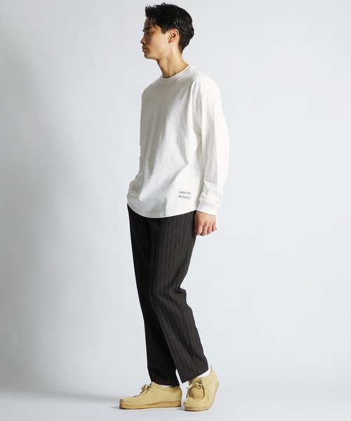 LANVIN en Bleu（ランバンオンブルー）の「ストライプ 2タック イージースラックス（スラックス・メンズ・チャコールグレー・46/48/50/52）」の2枚目の写真