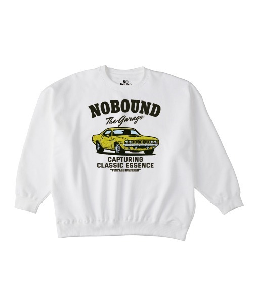 NOBOUND(ノーバウンド)の「NOBOUND(ノーバウンド) トレーナー メンズ スウェット ビッグシルエット クラシックカー 車 イラスト ロゴ プリント スウェットシャツ スエット プルオーバー トップス レディース ユニセックス(スウェット・メンズ・ホワイト/ブラック/サンドベージュ/ヘザーグレー・M/L/XL)」の2枚目の写真