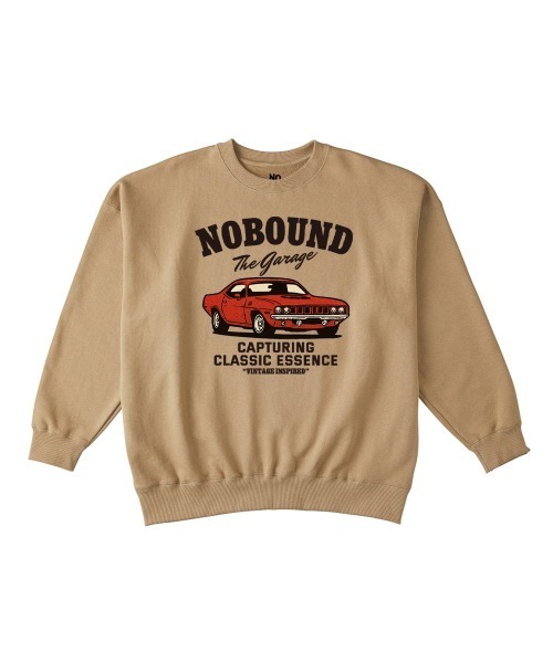 NOBOUND(ノーバウンド)の「NOBOUND(ノーバウンド) トレーナー メンズ スウェット ビッグシルエット クラシックカー 車 イラスト ロゴ プリント スウェットシャツ スエット プルオーバー トップス レディース ユニセックス(スウェット・メンズ・ホワイト/ブラック/サンドベージュ/ヘザーグレー・M/L/XL)」の4枚目の写真
