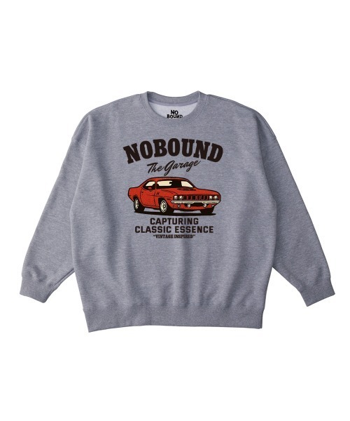 NOBOUND(ノーバウンド)の「NOBOUND(ノーバウンド) トレーナー メンズ スウェット ビッグシルエット クラシックカー 車 イラスト ロゴ プリント スウェットシャツ スエット プルオーバー トップス レディース ユニセックス(スウェット・メンズ・ホワイト/ブラック/サンドベージュ/ヘザーグレー・M/L/XL)」の3枚目の写真