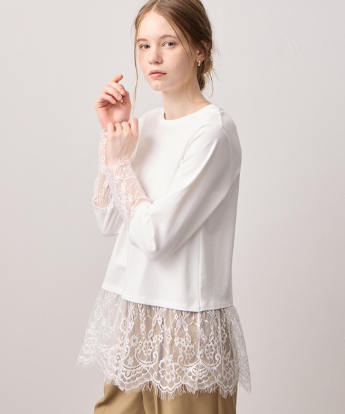 LE SOUK HOLIDAY(ルスークホリデー)の「レースレイヤードロングTシャツ(Tシャツ/カットソー・レディース・ブラック/オフホワイト・M/L)」の14枚目の写真