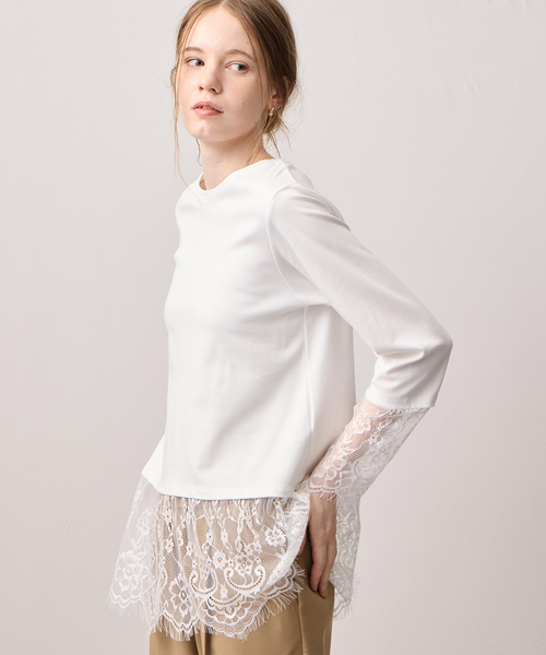 LE SOUK HOLIDAY(ルスークホリデー)の「レースレイヤードロングTシャツ(Tシャツ/カットソー・レディース・ブラック/オフホワイト・M/L)」の15枚目の写真
