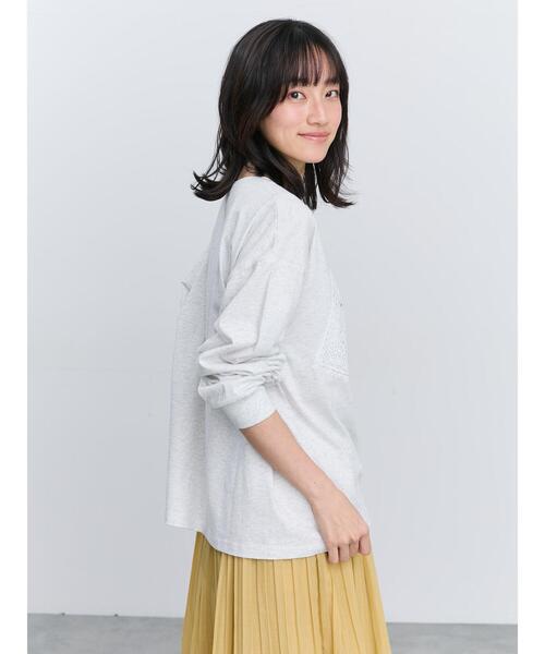 Samansa Mos2（サマンサ モスモス）の「レース付きロゴプリントロングTシャツ（Tシャツ/カットソー・レディース・クリーム/トップグレー/チャコールグレー・F）」の22枚目の写真