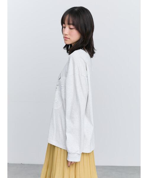 Samansa Mos2（サマンサ モスモス）の「レース付きロゴプリントロングTシャツ（Tシャツ/カットソー・レディース・クリーム/トップグレー/チャコールグレー・F）」の20枚目の写真