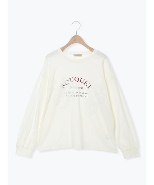 Samansa Mos2（サマンサ モスモス）の「レース付きロゴプリントロングTシャツ（Tシャツ/カットソー・レディース・クリーム/トップグレー/チャコールグレー・F）」の14枚目の写真