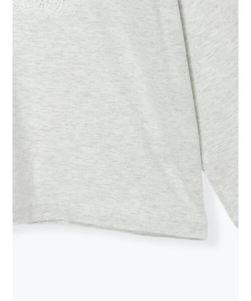 Samansa Mos2（サマンサ モスモス）の「レース付きロゴプリントロングTシャツ（Tシャツ/カットソー・レディース・クリーム/トップグレー/チャコールグレー・F）」の9枚目の写真