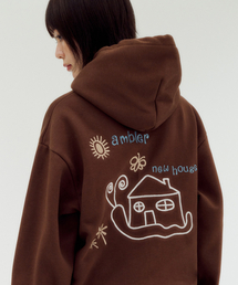 SNAIL NEW HOME グラフィックフードTシャツ AHP1314(ブラウン)
