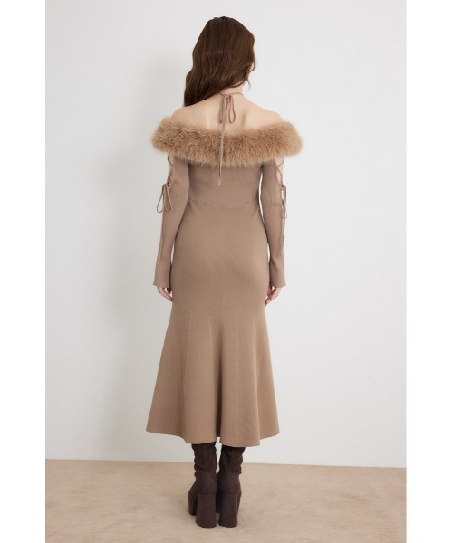 rienda(リエンダ)の「フェイクファードッキングオープンスリーブワンピース 秋服 冬服(ワンピース・レディース・ピンク/ライトブラック/キャメル・FREE)」の18枚目の写真