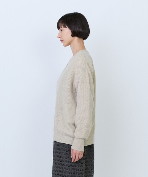LOISIR(ロワズィール)の「ラムウール片畦ジップショートカーディガン(カーディガン/ボレロ・レディース・キャメル/ブルー/オフホワイト・FREE)」の18枚目の写真