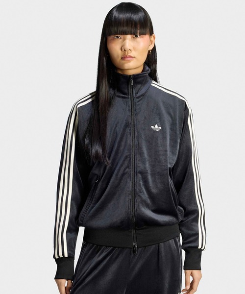 adidas（アディダス）の「adidas/アディダス adidas ORI FB VELOUR TT アディダスオリジナルス ファイヤーバード ベロア トラックトップ トラックジャケット ジャージ 袖ライン ダブルジップ ファスナーポケット メンズ レディース 2026年 秋 秋服 冬 冬服（ジャージ・メンズ・ブラック/アイボリー・S/M/L/XL）」の5枚目の写真