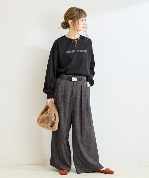 B.C STOCK(ベーセーストック)の「手洗い可 / フロッキープリントロゴロンTEE(Tシャツ/カットソー・レディース・ブラック/ホワイト・FREE)」の17枚目の写真