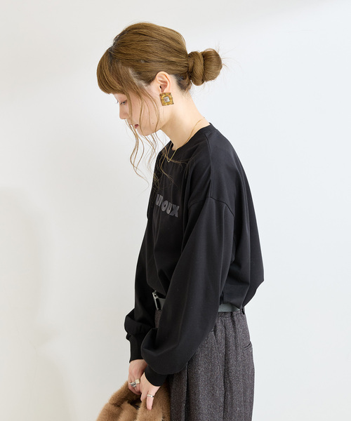 B.C STOCK(ベーセーストック)の「手洗い可 / フロッキープリントロゴロンTEE(Tシャツ/カットソー・レディース・ブラック/ホワイト・FREE)」の21枚目の写真
