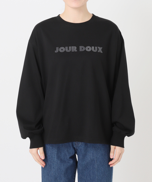 B.C STOCK(ベーセーストック)の「手洗い可 / フロッキープリントロゴロンTEE(Tシャツ/カットソー・レディース・ブラック/ホワイト・FREE)」の4枚目の写真
