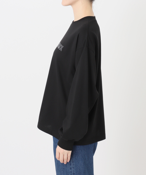 B.C STOCK(ベーセーストック)の「手洗い可 / フロッキープリントロゴロンTEE(Tシャツ/カットソー・レディース・ブラック/ホワイト・FREE)」の5枚目の写真