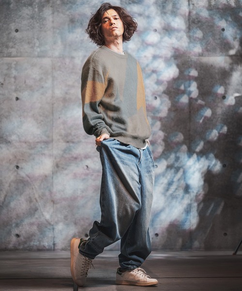 GLIMCLAP（グリムクラップ）の「mn3308-Faux Mohair Color-Block Knit Sweater ニット(212-045-gla-cg)（ニット/セーター・メンズ・チャコール/ライトグレー/ブラック/キナリ・L/M/S）」の22枚目の写真