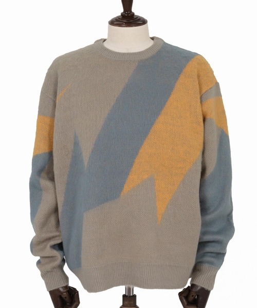 GLIMCLAP（グリムクラップ）の「mn3308-Faux Mohair Color-Block Knit Sweater ニット(212-045-gla-cg)（ニット/セーター・メンズ・チャコール/ライトグレー/ブラック/キナリ・L/M/S）」の10枚目の写真