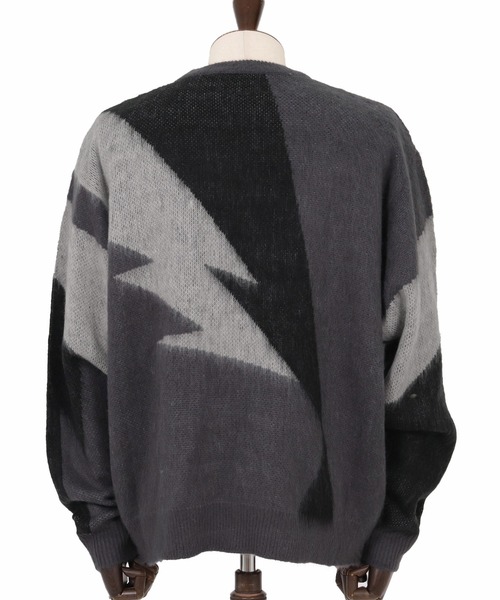 GLIMCLAP（グリムクラップ）の「mn3308-Faux Mohair Color-Block Knit Sweater ニット(212-045-gla-cg)（ニット/セーター・メンズ・チャコール/ライトグレー/ブラック/キナリ・L/M/S）」の13枚目の写真