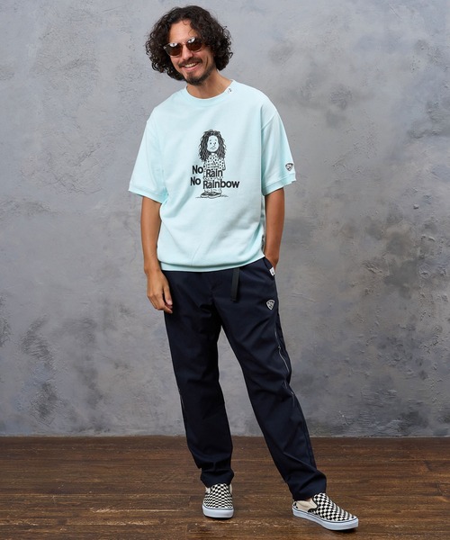 No Rain No Rainbow（ノーレインノーレインボー）の「msw1945- heartwarming print 8oz short sleeve trainer ショートスリーブスウェット(NR26W-21)（スウェット・メンズ・ブラック/ミント/アッシュ・L/S/M）」の7枚目の写真