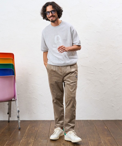 No Rain No Rainbow（ノーレインノーレインボー）の「msw1945- heartwarming print 8oz short sleeve trainer ショートスリーブスウェット(NR26W-21)（スウェット・メンズ・ブラック/ミント/アッシュ・L/S/M）」の15枚目の写真