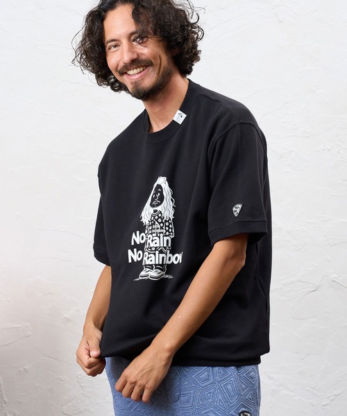 No Rain No Rainbow（ノーレインノーレインボー）の「msw1945- heartwarming print 8oz short sleeve trainer ショートスリーブスウェット(NR26W-21)（スウェット・メンズ・ブラック/ミント/アッシュ・L/S/M）」の17枚目の写真