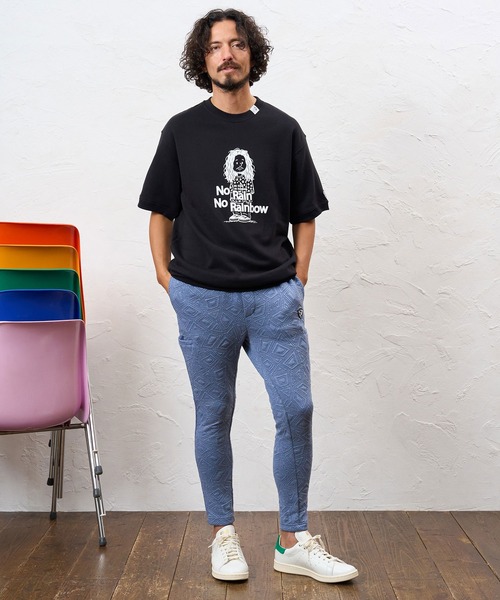 No Rain No Rainbow（ノーレインノーレインボー）の「msw1945- heartwarming print 8oz short sleeve trainer ショートスリーブスウェット(NR26W-21)（スウェット・メンズ・ブラック/ミント/アッシュ・L/S/M）」の19枚目の写真