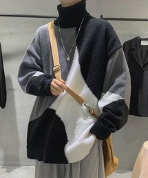 Geometric Color Block Loose Knit ジオメトリックカラーブロックルーズニット