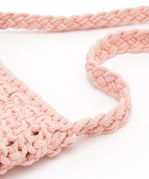 X-girl(エックスガール)の「【mini掲載】MACRAME SHOULDER BAG /ショルダーバッグ/ななめがけ/編みバッグ/ボヘミアン/トレンド(ショルダーバッグ・レディース・ホワイト/ピンク・ONE SIZE)」の6枚目の写真