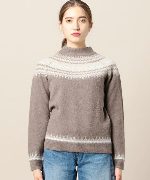BEAUTY&YOUTH UNITED ARROWS（ビューティーアンドユースユナイテッドアローズ）の「BY ラウンドジャカード モックネックニット◆（ニット/セーター・レディース・オフホワイト/モカ・FREE）」の12枚目の写真