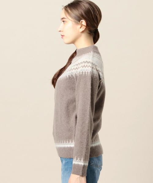 BEAUTY&YOUTH UNITED ARROWS（ビューティーアンドユースユナイテッドアローズ）の「BY ラウンドジャカード モックネックニット◆（ニット/セーター・レディース・オフホワイト/モカ・FREE）」の5枚目の写真