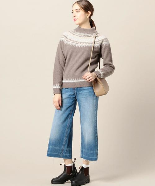 BEAUTY&YOUTH UNITED ARROWS（ビューティーアンドユースユナイテッドアローズ）の「BY ラウンドジャカード モックネックニット◆（ニット/セーター・レディース・オフホワイト/モカ・FREE）」の6枚目の写真