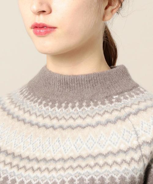 BEAUTY&YOUTH UNITED ARROWS（ビューティーアンドユースユナイテッドアローズ）の「BY ラウンドジャカード モックネックニット◆（ニット/セーター・レディース・オフホワイト/モカ・FREE）」の7枚目の写真