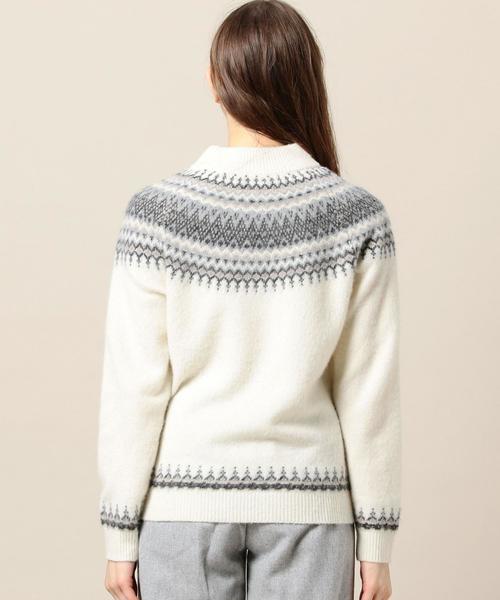 BEAUTY&YOUTH UNITED ARROWS（ビューティーアンドユースユナイテッドアローズ）の「BY ラウンドジャカード モックネックニット◆（ニット/セーター・レディース・オフホワイト/モカ・FREE）」の3枚目の写真
