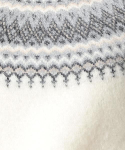 BEAUTY&YOUTH UNITED ARROWS（ビューティーアンドユースユナイテッドアローズ）の「BY ラウンドジャカード モックネックニット◆（ニット/セーター・レディース・オフホワイト/モカ・FREE）」の4枚目の写真