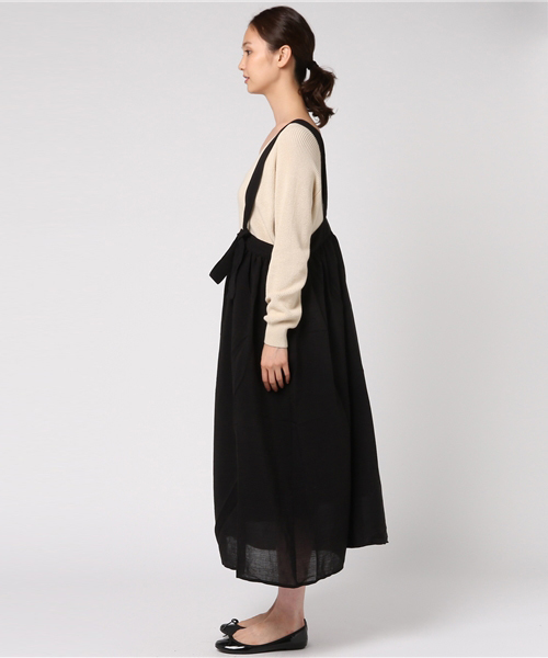 POU DOU DOU（プードゥドゥ）の「2wayリボンジャンスカ（ジャンパースカート・レディース・ブラック/ネイビー/ボルドー・3）」の5枚目の写真