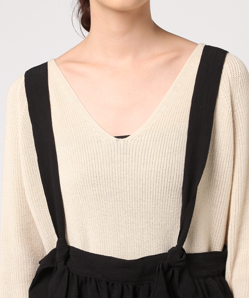 POU DOU DOU（プードゥドゥ）の「2wayリボンジャンスカ（ジャンパースカート・レディース・ブラック/ネイビー/ボルドー・3）」の7枚目の写真