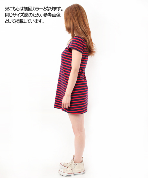 X-girl（エックスガール）の「BASIC BORDER S/S DRESS 2（ワンピース・レディース・ブラック/レッド・1/2）」の7枚目の写真