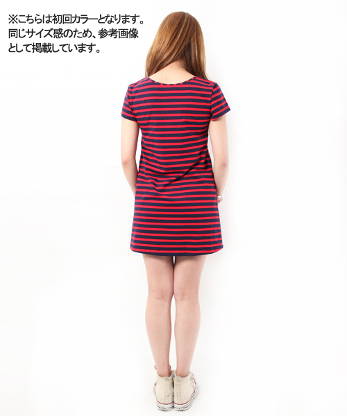 X-girl（エックスガール）の「BASIC BORDER S/S DRESS 2（ワンピース・レディース・ブラック/レッド・1/2）」の8枚目の写真