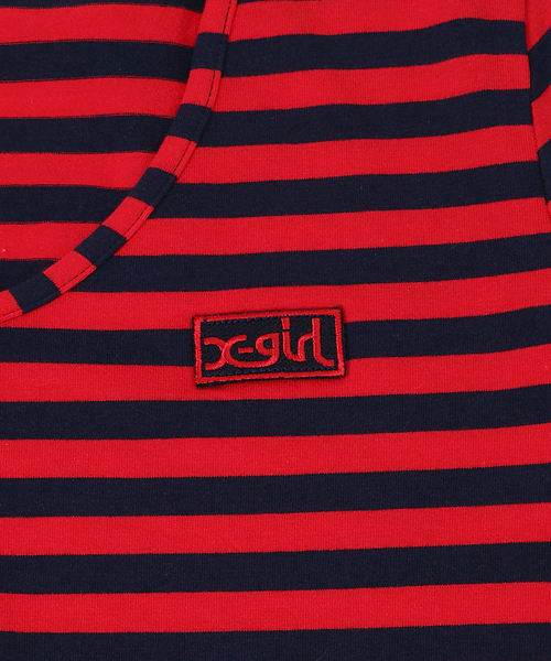 X-girl（エックスガール）の「BASIC BORDER S/S DRESS 2（ワンピース・レディース・ブラック/レッド・1/2）」の4枚目の写真