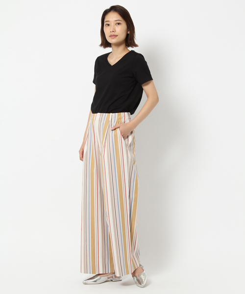 laboratory work(ラボラトリーワーク)の「シンプルVネック コットンTシャツ(Tシャツ/カットソー・レディース・オフホワイト/ブラック/グリーン・MEDIUM)」の5枚目の写真