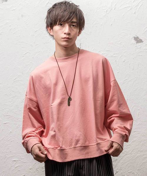 MinoriTY（マイノリティ）の「ビッグシルエットクルーネック長袖スウェット トレーナー ルーズ（スウェット・メンズ・ホワイト/ブラック/ベージュ/杢グレー/ブルーグレー/カーキ/ピンク/ブルー系その他/ホワイト×ブラック/ホワイト×ブルー/ホワイト×グレー・L/M）」の11枚目の写真