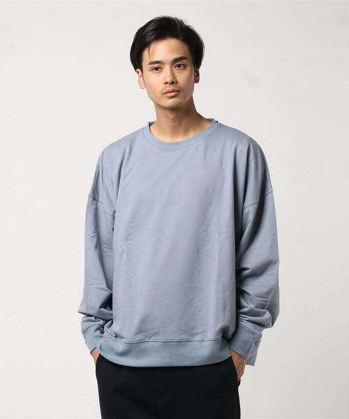 MinoriTY（マイノリティ）の「ビッグシルエットクルーネック長袖スウェット トレーナー ルーズ（スウェット・メンズ・ホワイト/ブラック/ベージュ/杢グレー/ブルーグレー/カーキ/ピンク/ブルー系その他/ホワイト×ブラック/ホワイト×ブルー/ホワイト×グレー・L/M）」の7枚目の写真