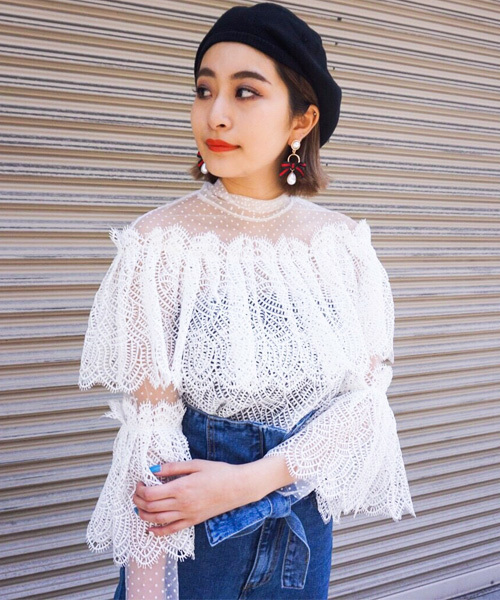 Narcissus ナルシス の Narcissus ドットレーストップス Tシャツ カットソー Wear