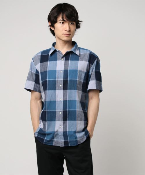 SHIPS(シップス)の「SC: リネン/コットン ビッグチェック ショートスリーブ シャツ(シャツ/ブラウス・メンズ・オリーブ/ブルー・SMALL/MEDIUM/LARGE/X-LARGE)」の13枚目の写真